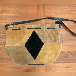 Free People Suede Patchwork Hobo with Black Diamond Accent